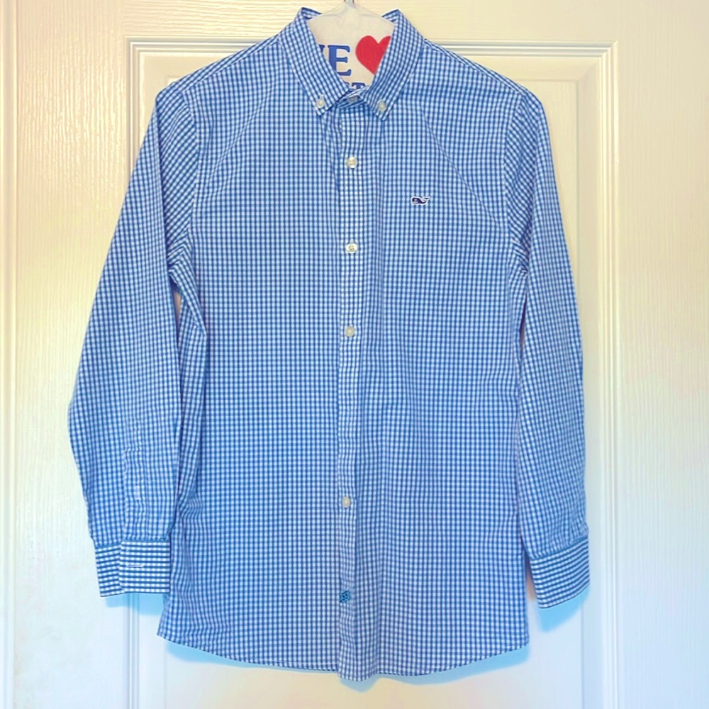 Vineyard Vines Boys Gingham Button Down - Perfect condition. Size M (12/14)